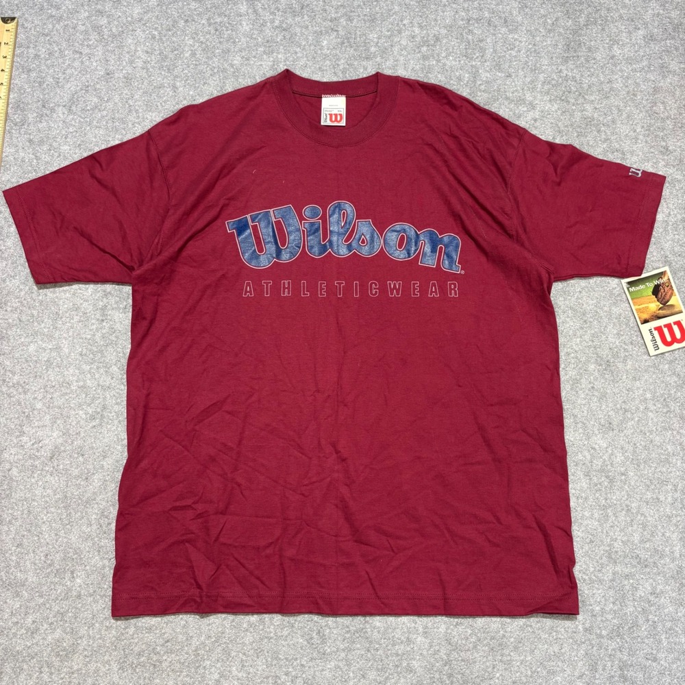 Vintage Wilson Athleticwear T-Shirt XXL Maroon Made in USA NWT 90s Sportswear
